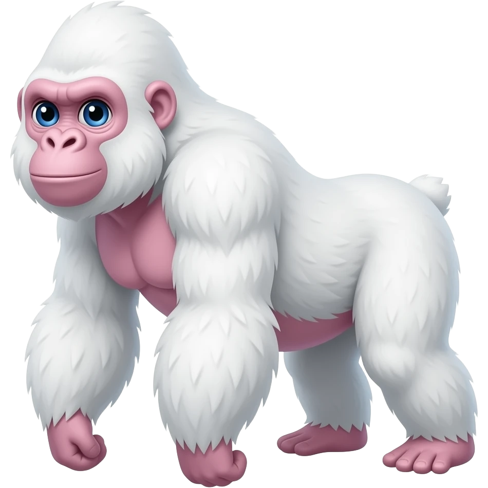 A white gorilla with blue eyes and pinkish skin emoji
