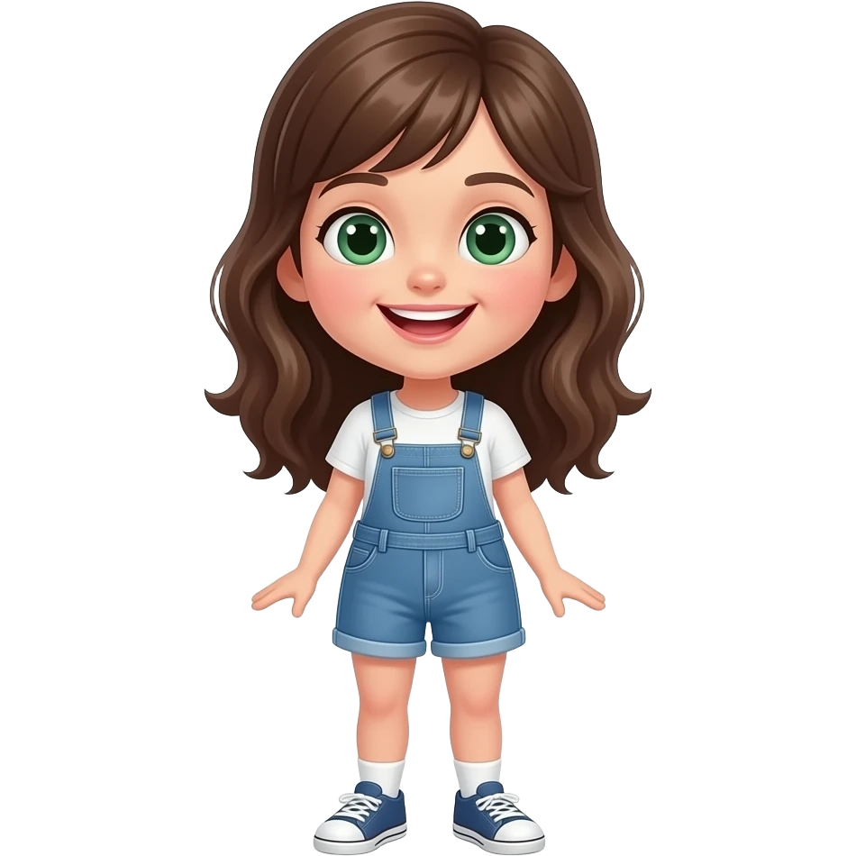 Mache ein Mädchen mit Laches und bisschen große liepen und grüne Augen emoji