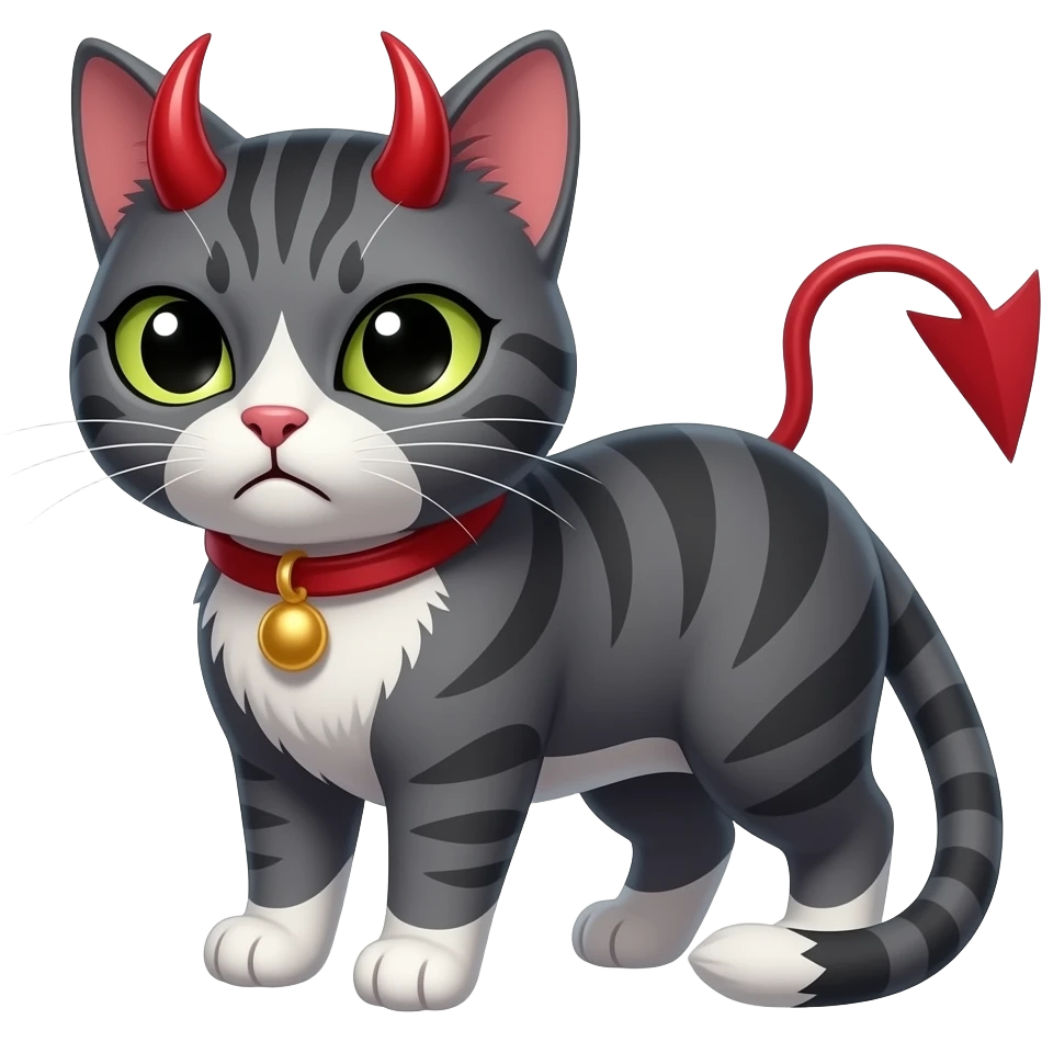 She-devil cat with annoyed face emoji
