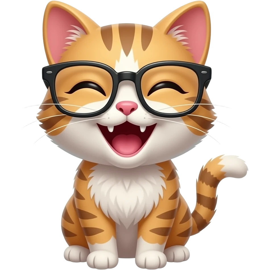 Gatito con lentes Y que se esté riendo emoji