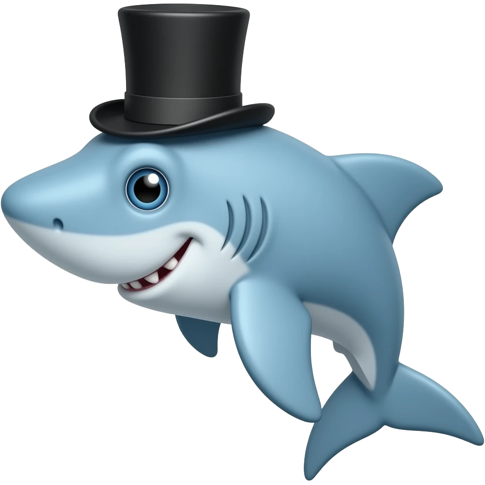 Shark with a top hat emoji