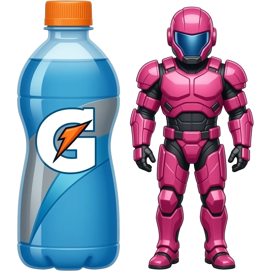 Blue Gatorade, and pink body armor bottles next to each other emoji