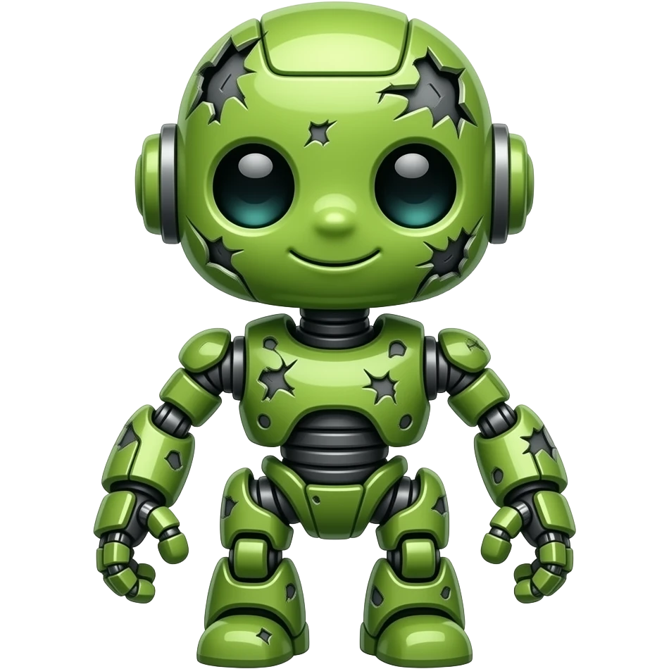 cute green android broken emoji