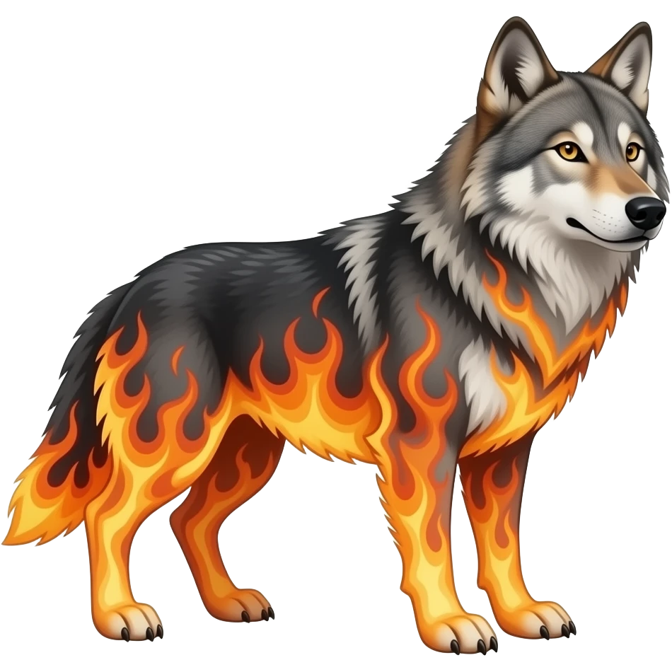 Fire wolf emoji