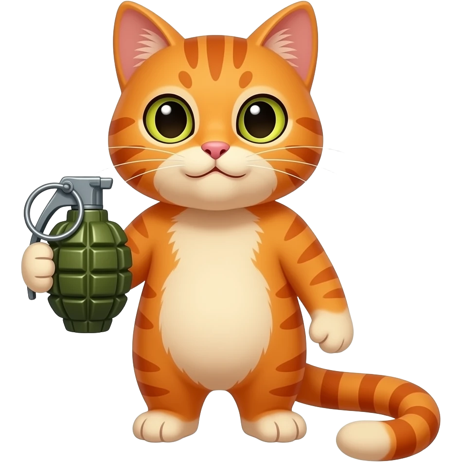 orange cat holding a grenade emoji