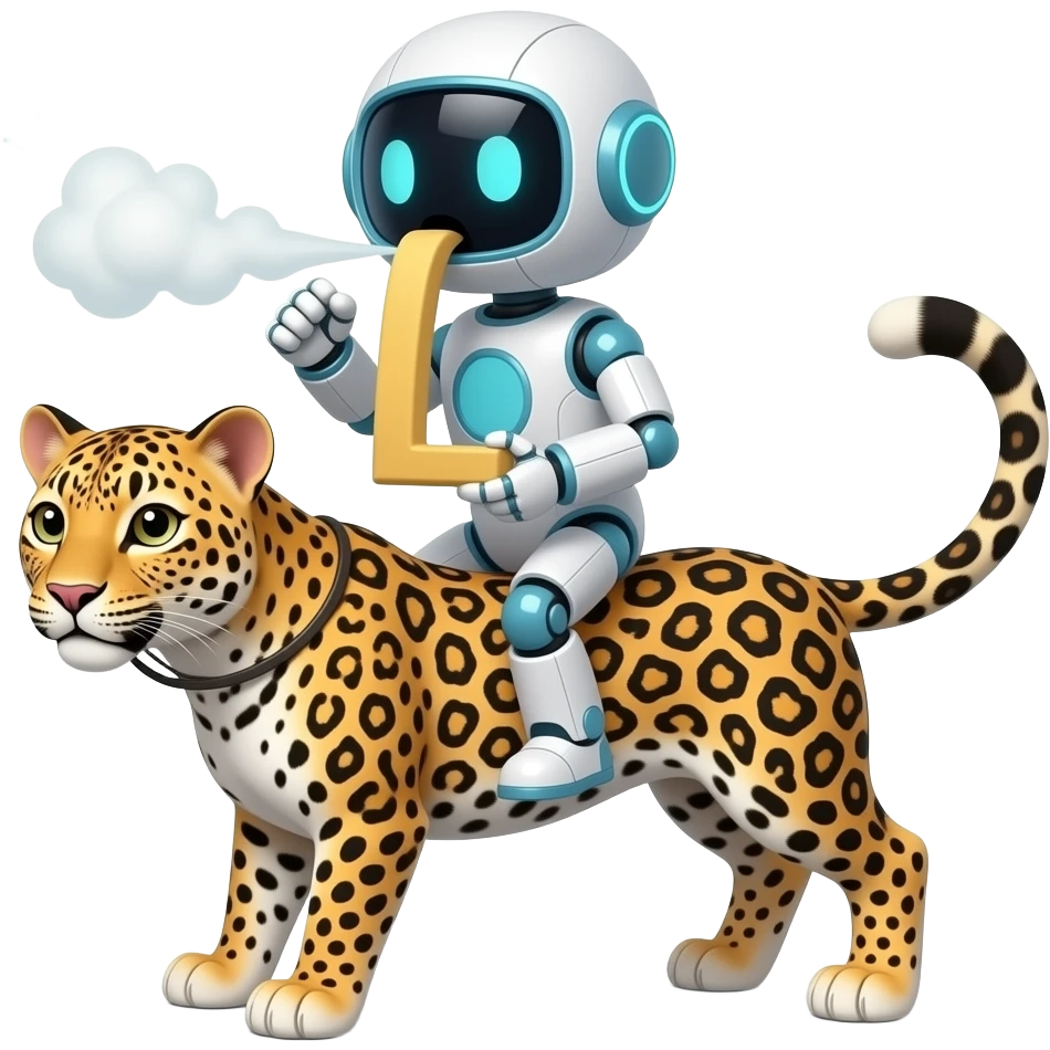 Storybots on leopards back swallows a letter L and blows up and turns into a letter l emoji