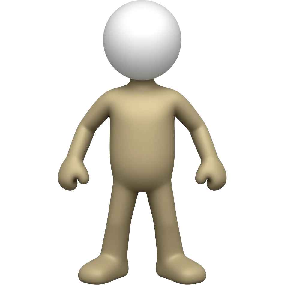 A stickman with straight lines body a White circle head and almost a 2d ...