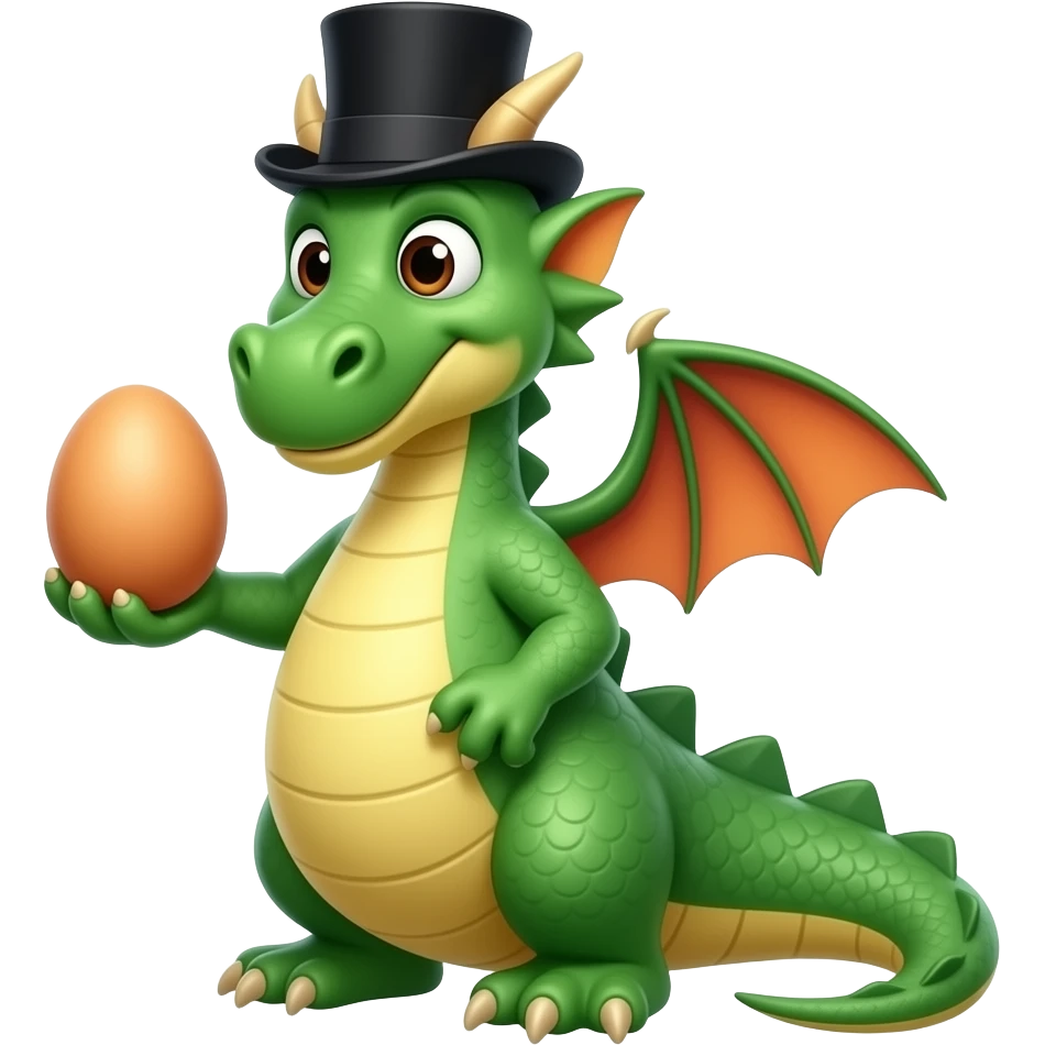Dragon with top hat egg emoji