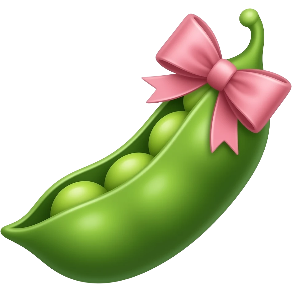 A singular pea with a pink bow without the pod by itself emoji