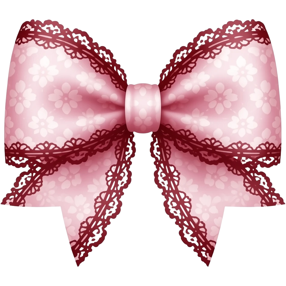 light pink ombre and red  with carnation rococo style pattern on bow lace coquette bow emoji