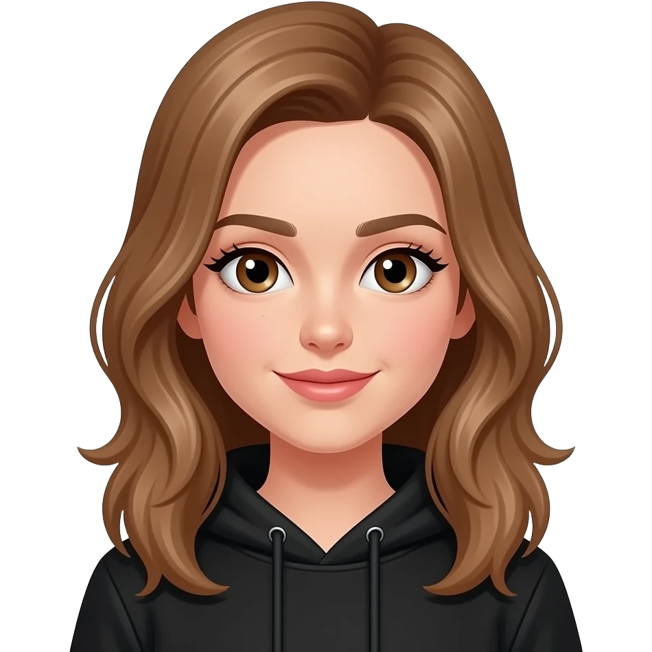 𝑨 𝒈𝒊𝒓𝒍 𝒘𝒊𝒕𝒉 𝒍𝒊𝒈𝒉𝒕 𝒃𝒓𝒐𝒘𝒏 𝒉𝒂𝒊𝒓 𝒂𝒏𝒅 𝒍𝒐𝒏𝒈 𝒍𝒂𝒔𝒉𝒆𝒔 𝒂𝒏𝒅 𝒃𝒍𝒂𝒄𝒌 𝒉𝒐𝒐𝒅𝒊𝒆 emoji