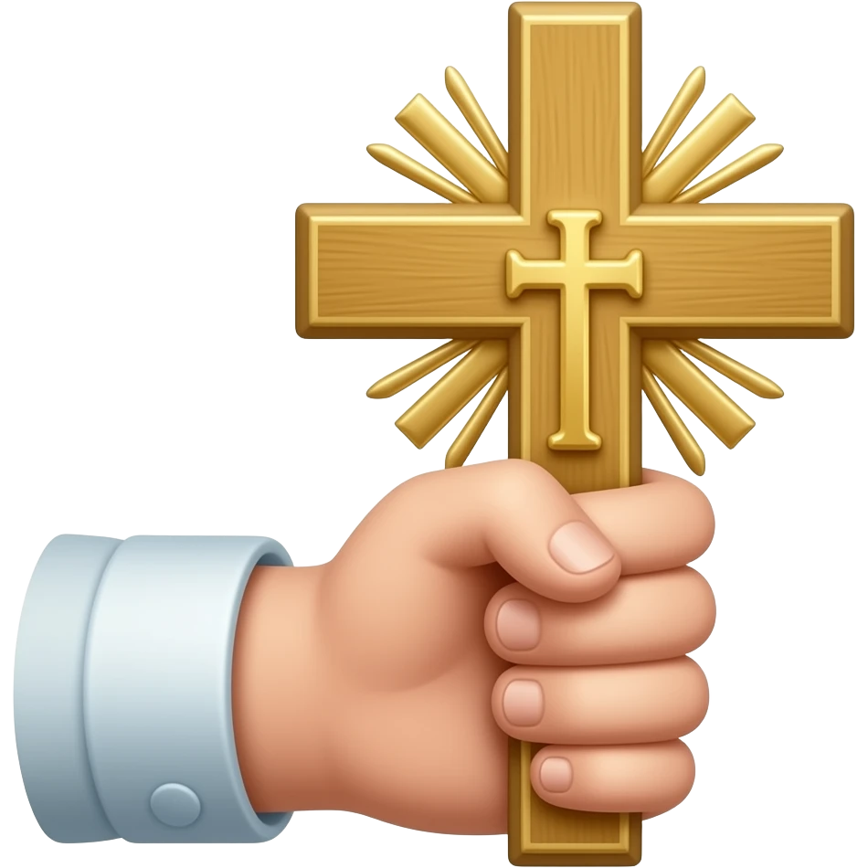 Hand holding Greek Orthodox cross emoji