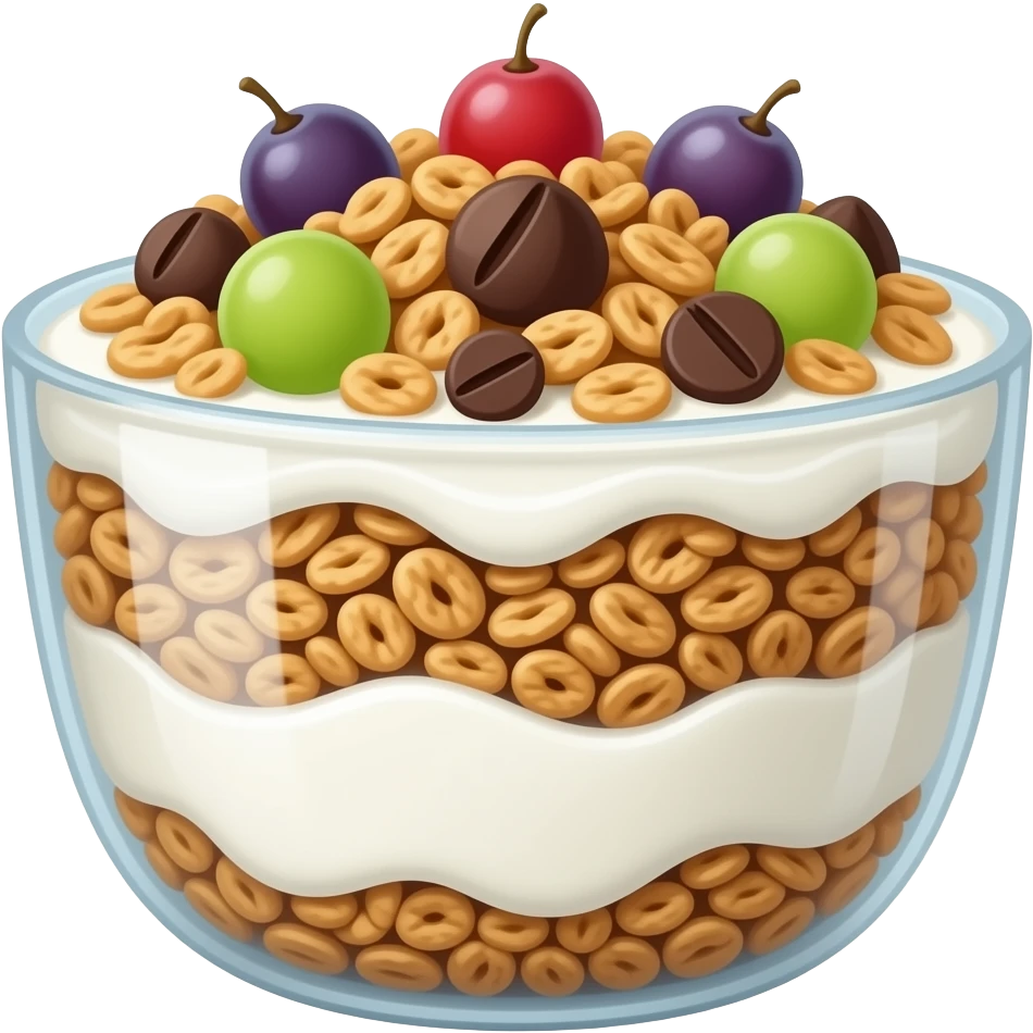Yogur con muesly con pepitas de chocolate y uvas emoji