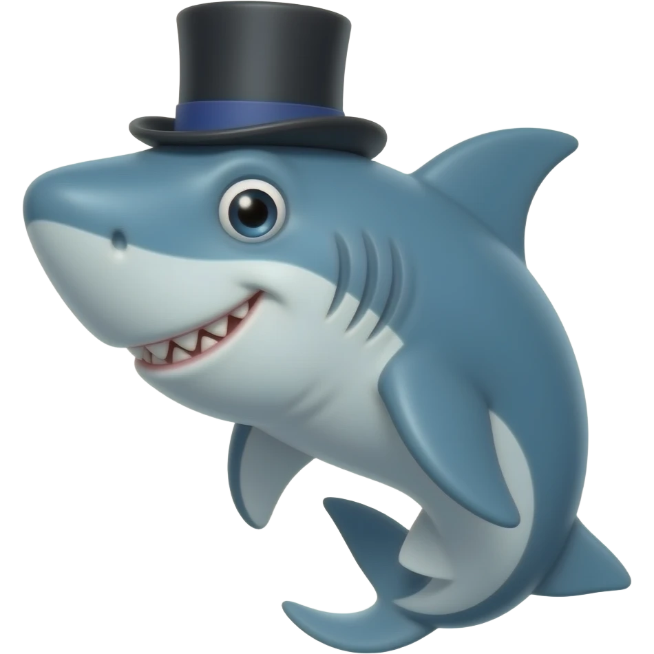 Shark with a top hat emoji