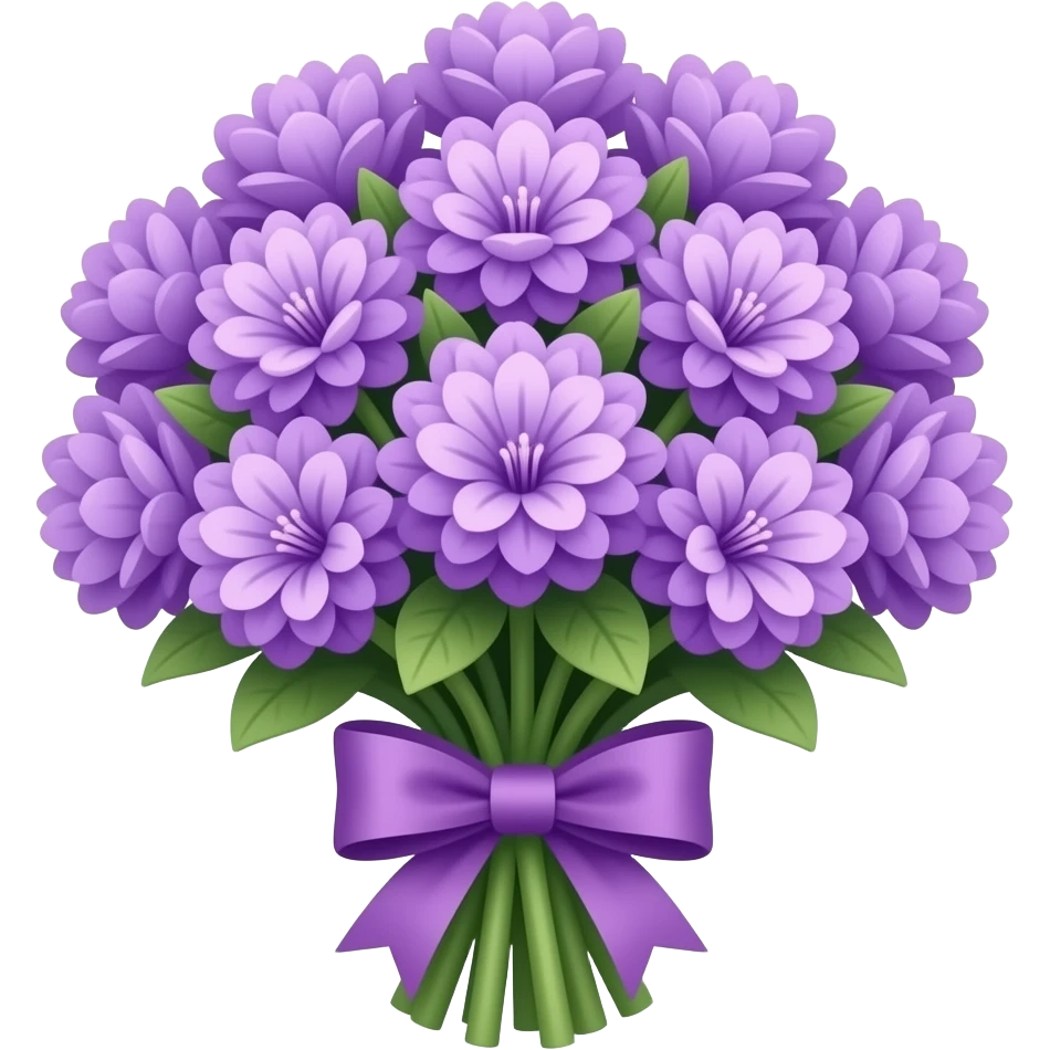 pastel violet flowers bouquet huge with a violet bow emoji