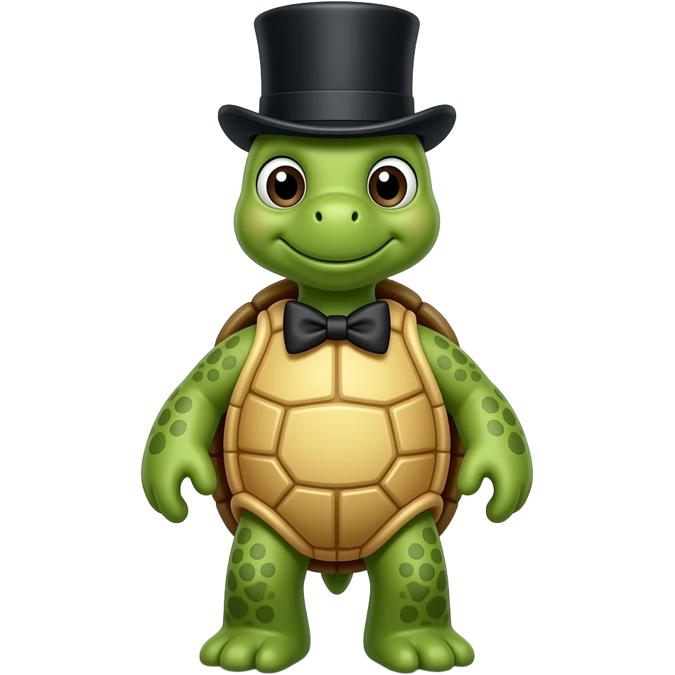 bow tie and top  hat turtle emoji