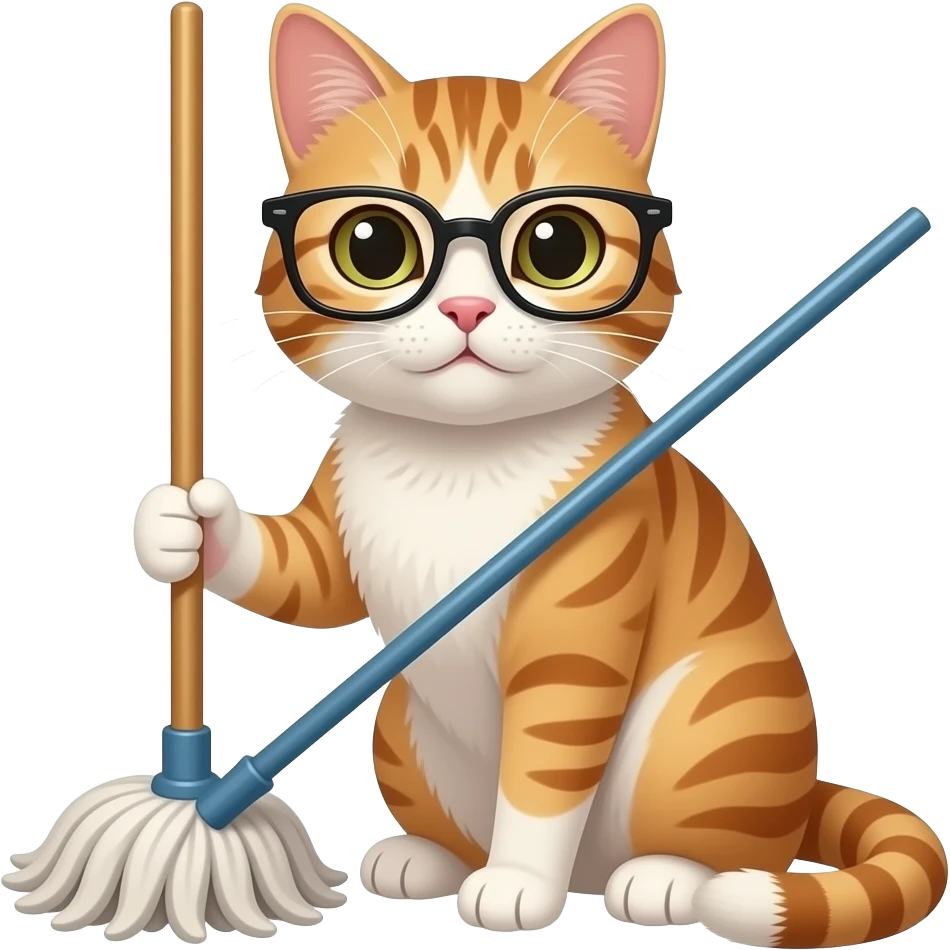 Cat with a mop

Cat wearing glasses emoji
