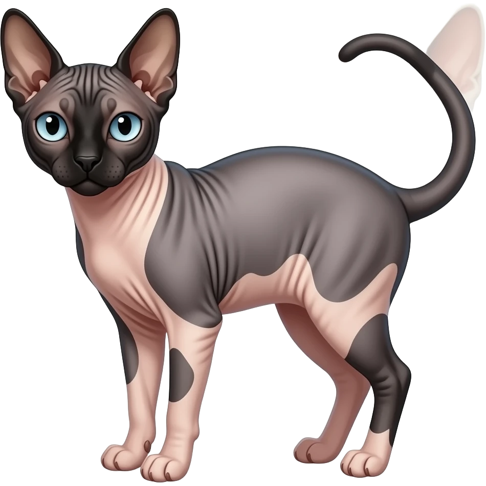 black and white Sphynx cat emoji