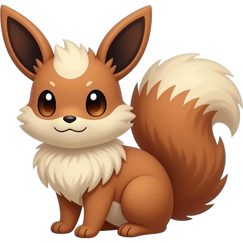 Cute cool animal hybrid Fakemon full body, dark-red-brown, beige, squirrel-eevee-bunny emoji
