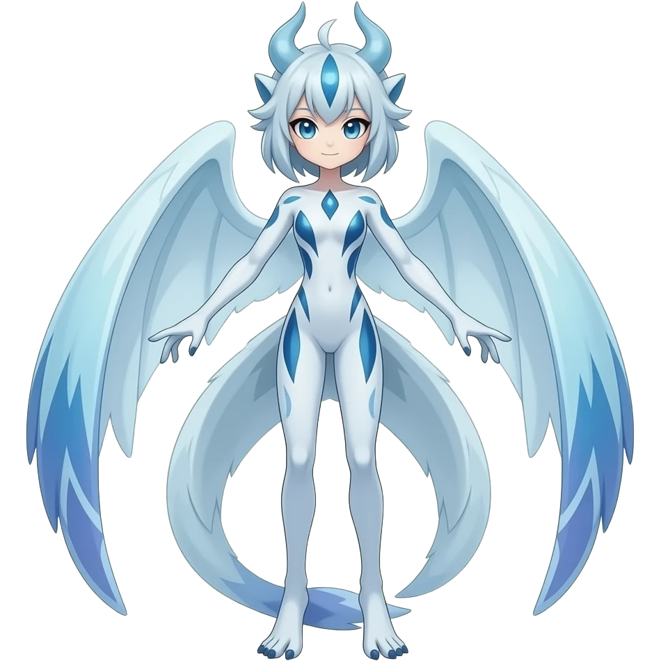Slim thin lanky scrawny tall elegant oriental feral painted Asian Absol-Glaceon-Amaura-Aurorus-Sylveon-fusion-hybrid-creature emoji