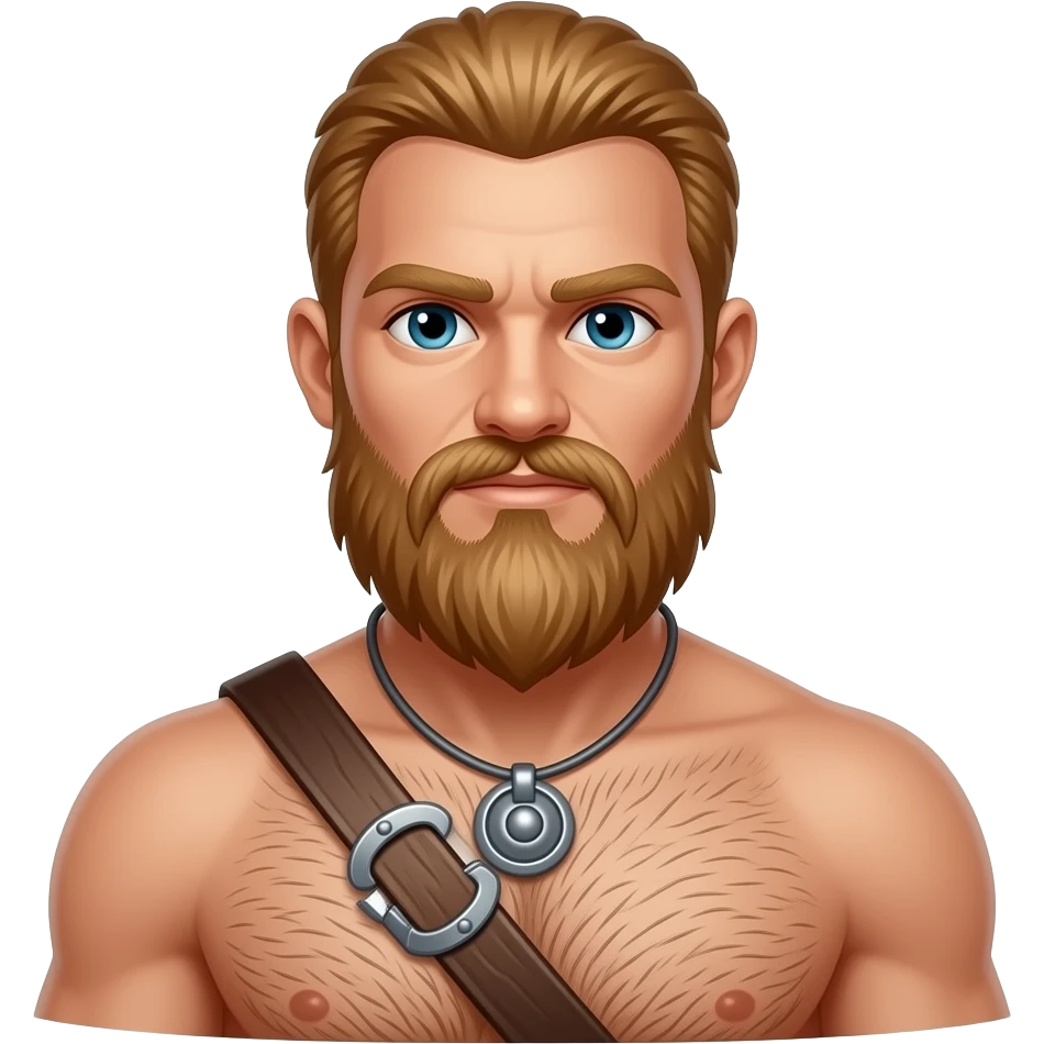 Vikinger mit maskulinen behaarten Oberkörper und Axt emoji