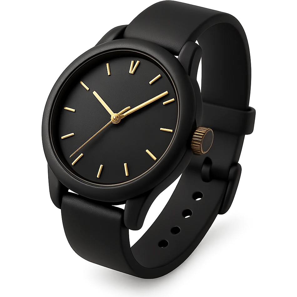 a luxury wristwatch in 3D black style emoji