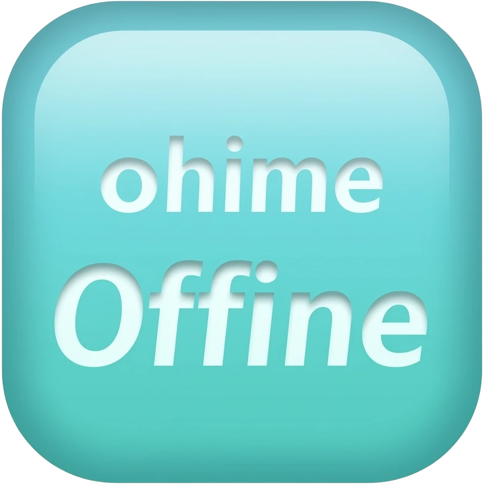 The word 'Offline' that's glowing blue green ombre with no background emoji