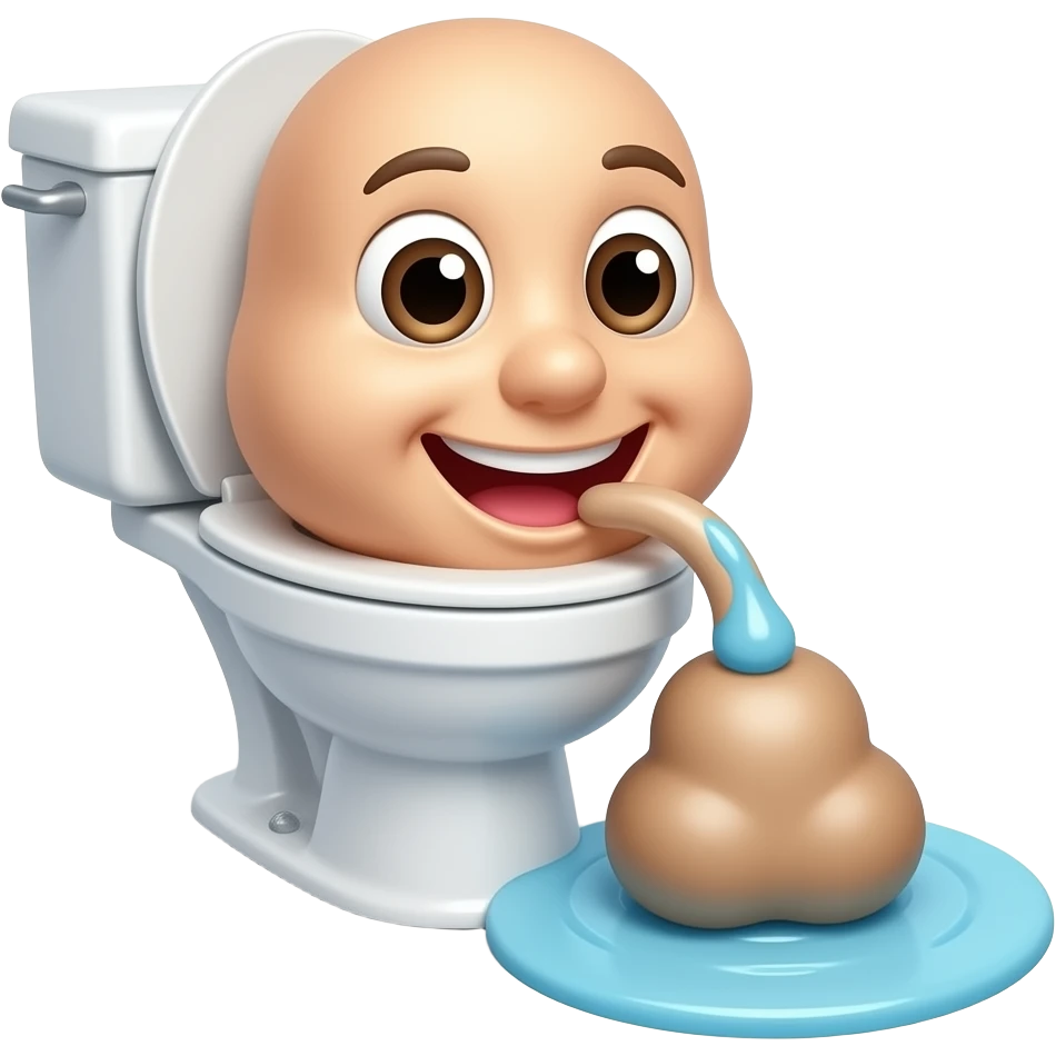 Laughing face peeing in a toilet emoji