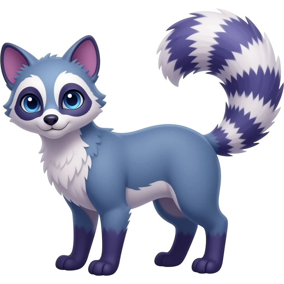 Blue-purple-white civet-genet-hybrid emoji