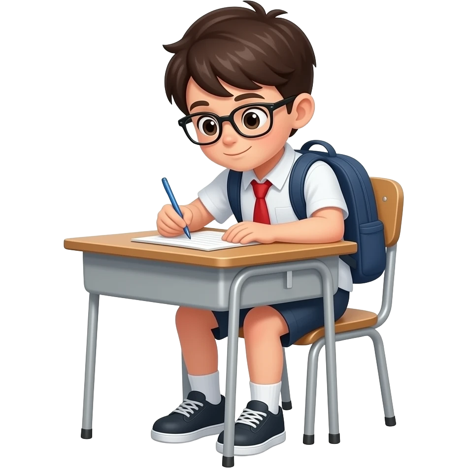 one kid is copying in the exam emoji