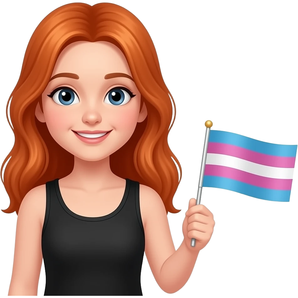 ten year old with long red hair and a black tanktop holding a bisexual flag and saying "I'm proud to be bi but won't tell my parents!!" emoji