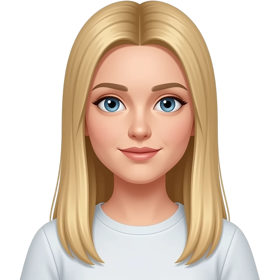blonde hair, 22, white skin, straight long hair emoji