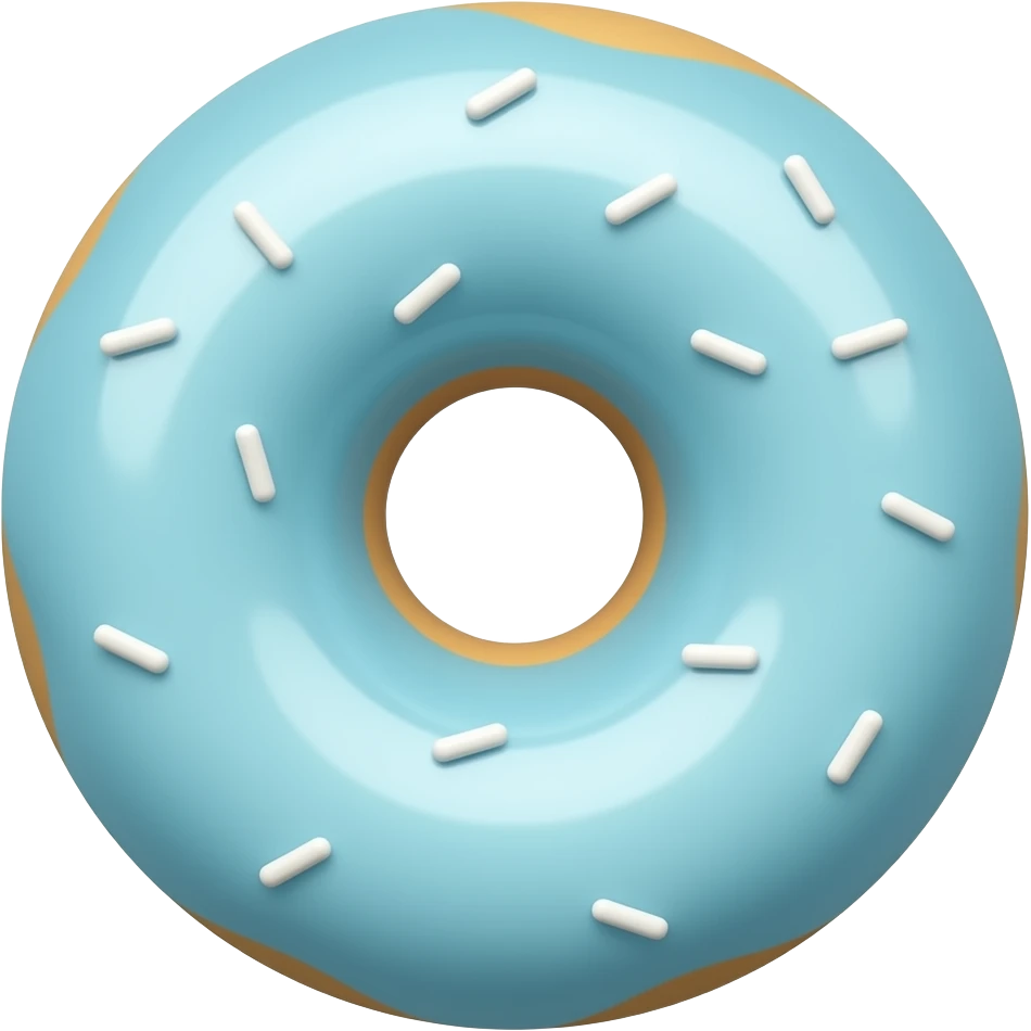 light blue donut with some white sprinkles. top view emoji