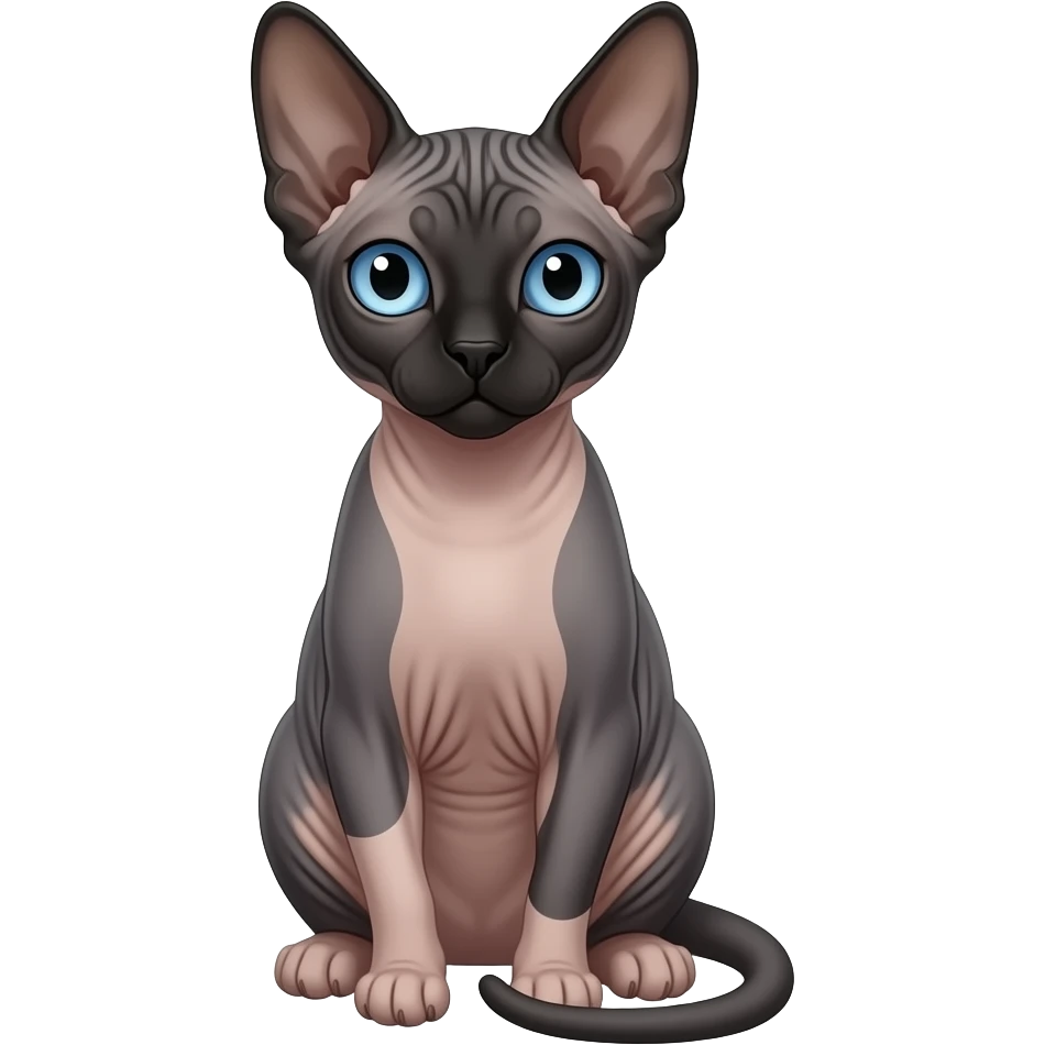 Sphynx cat with blue eyes sitting emoji