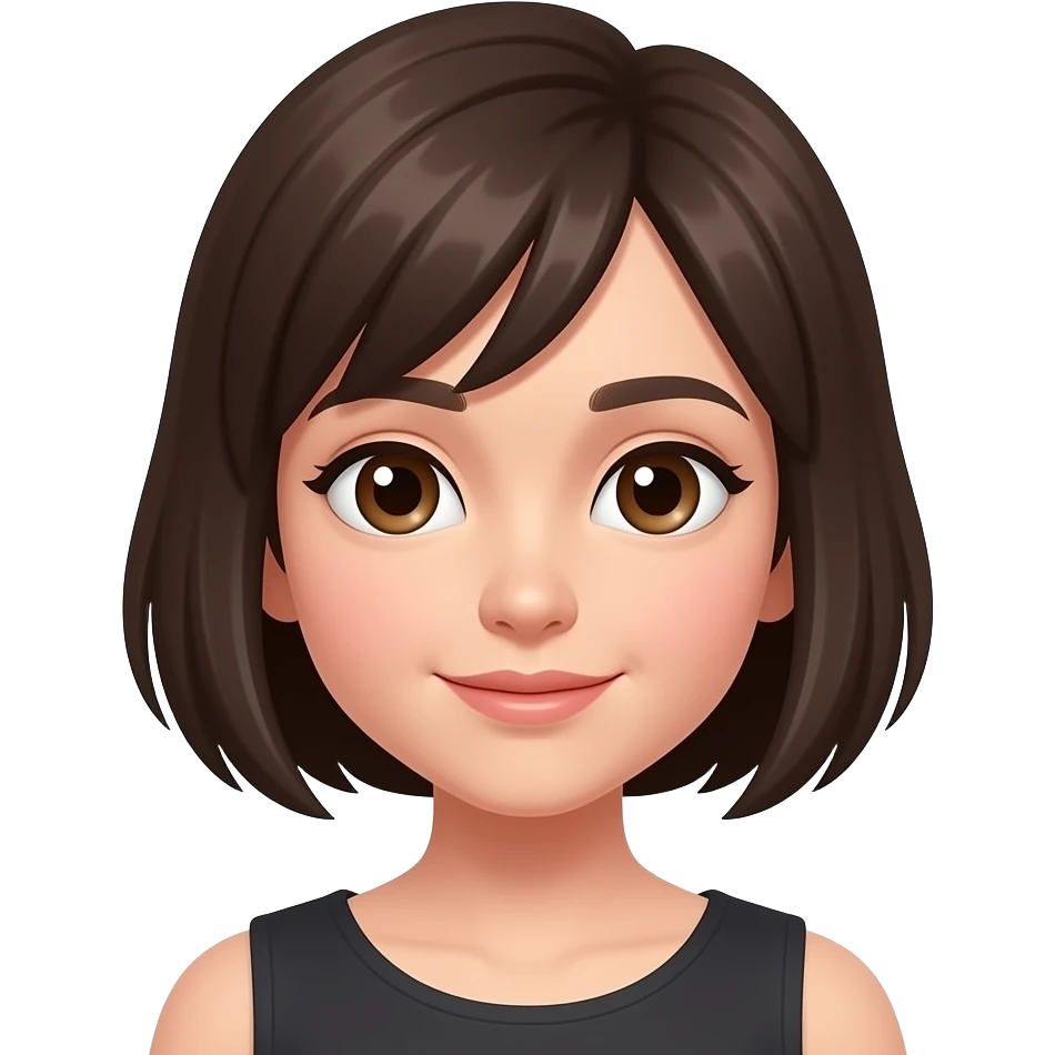 Make the hair of the girl short and dark brown emoji