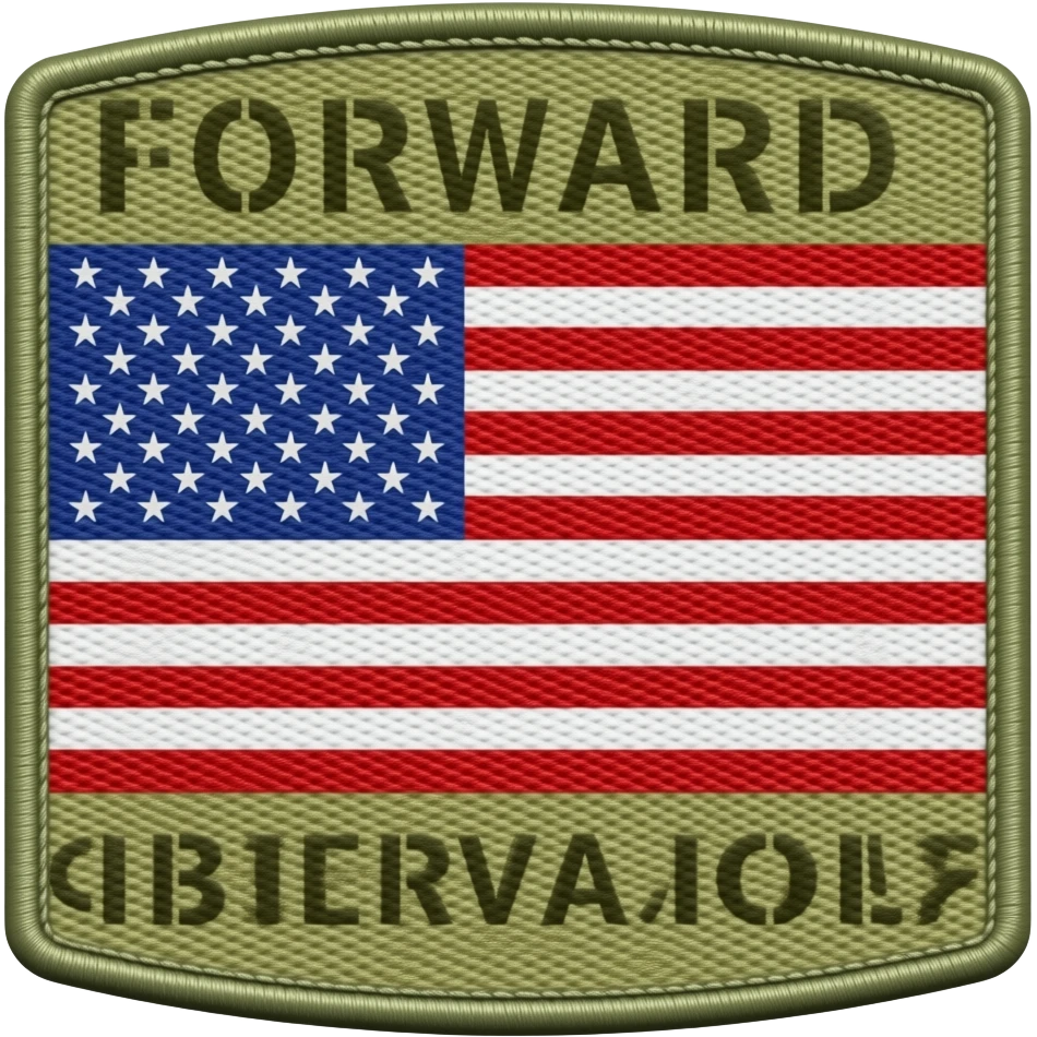 Forward Observations group American flag patch but as an empji emoji