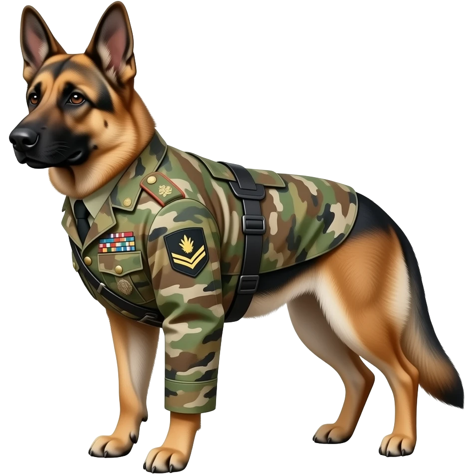 A German Shepherd wearing a full army general uniforms, highly detailed ...
