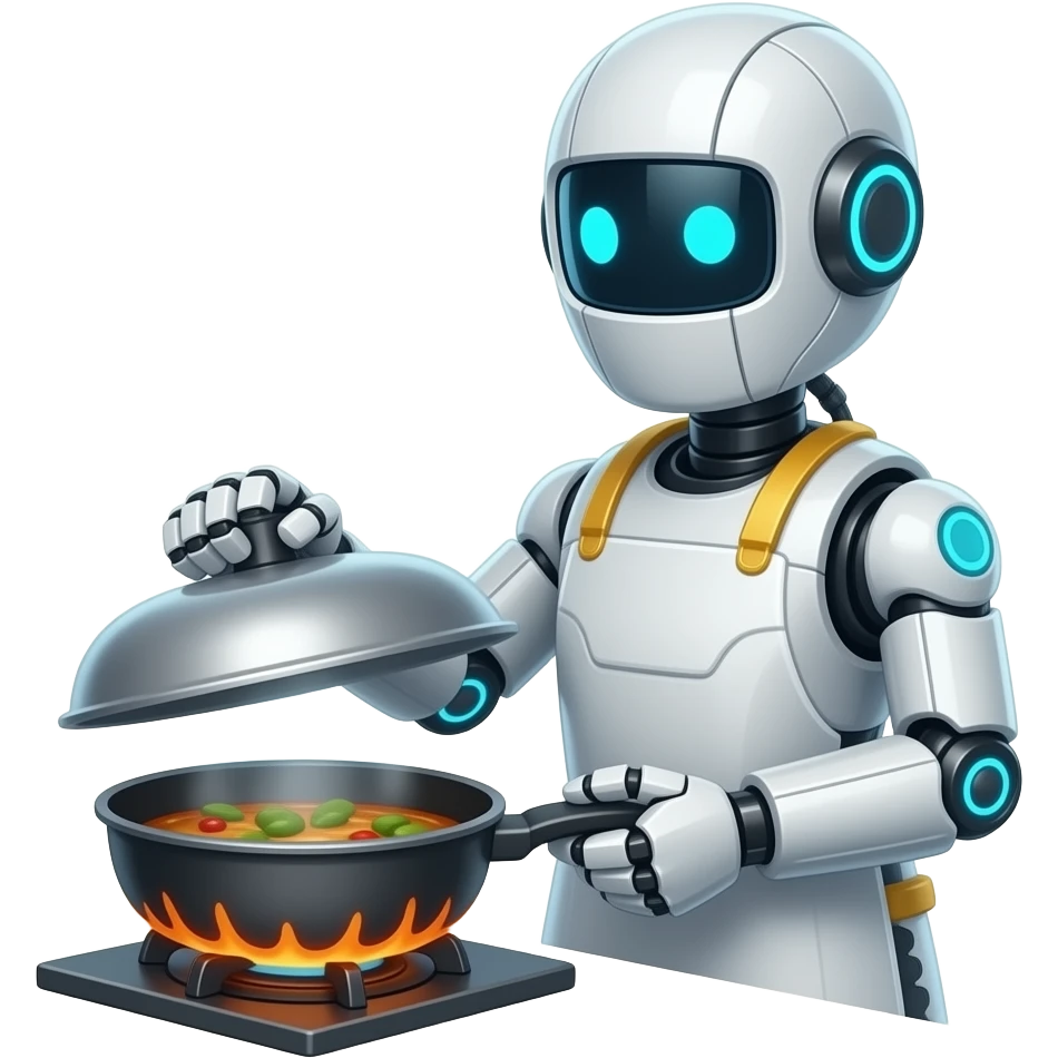 futuristic robot let's cook emoji