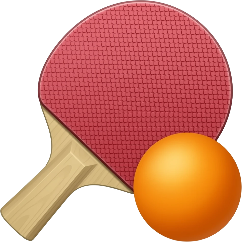 ping pong paddle and orange ping pong ball emoji