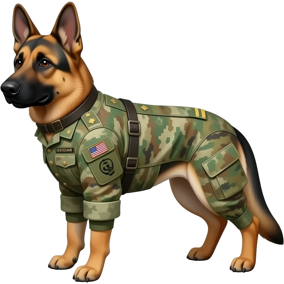 A German Shepherd wearing a full army general uniforms, highly detailed ...