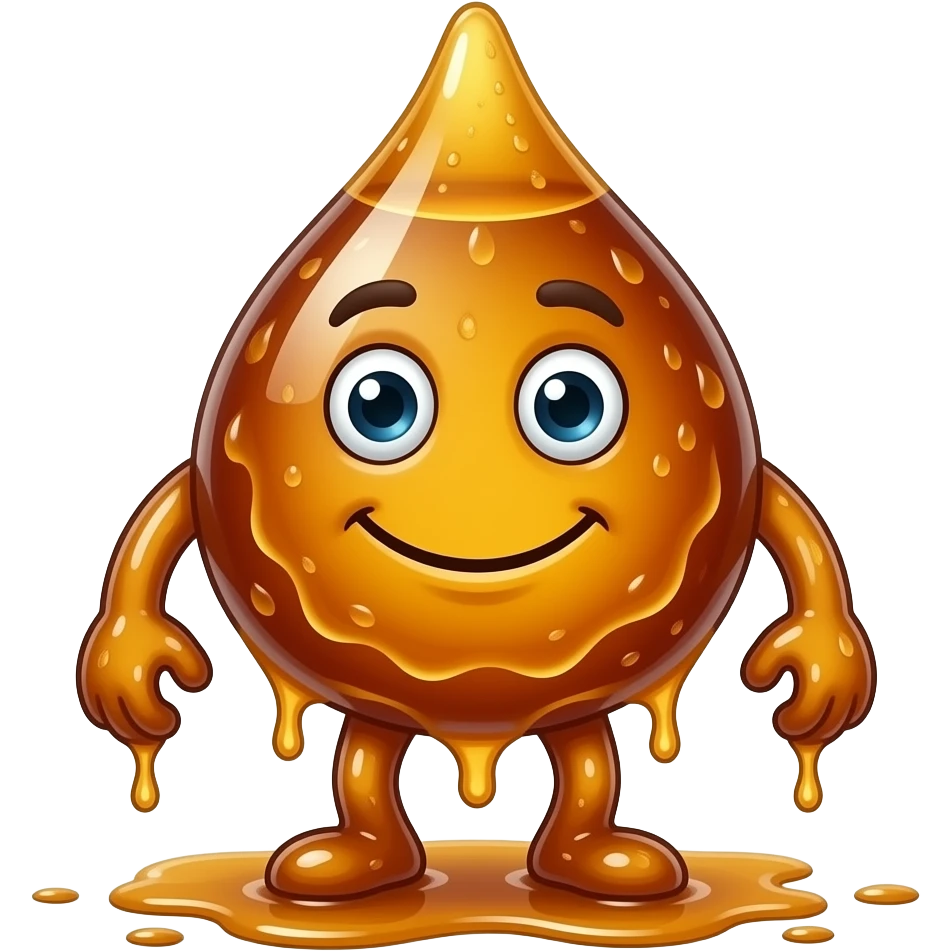 A full-body character shaped like a giant, sentient teardrop of thick ...