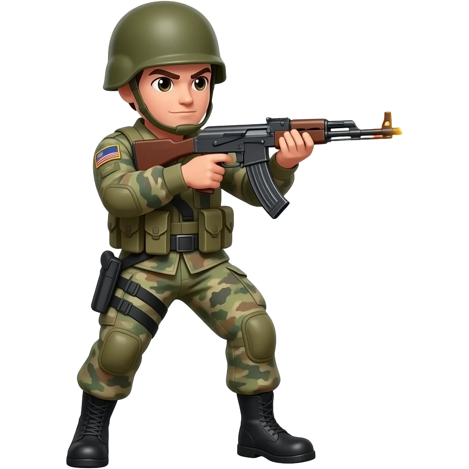soldat qui tir avec le flash de la balle emoji