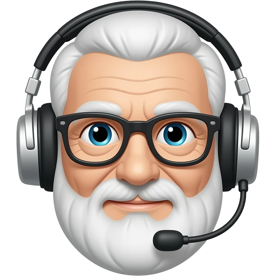 face of an elderly person with headphones emoji
