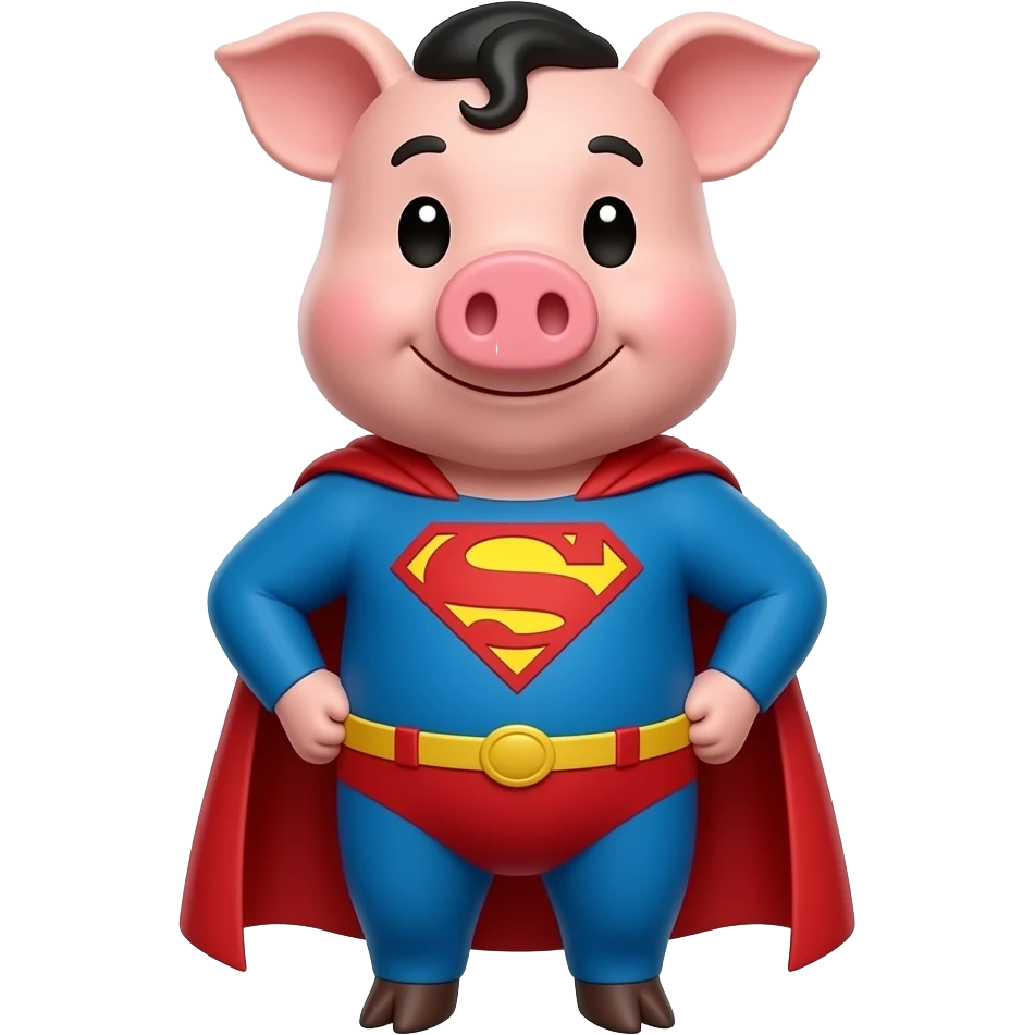 haz un cerdo con capa de superman emoji