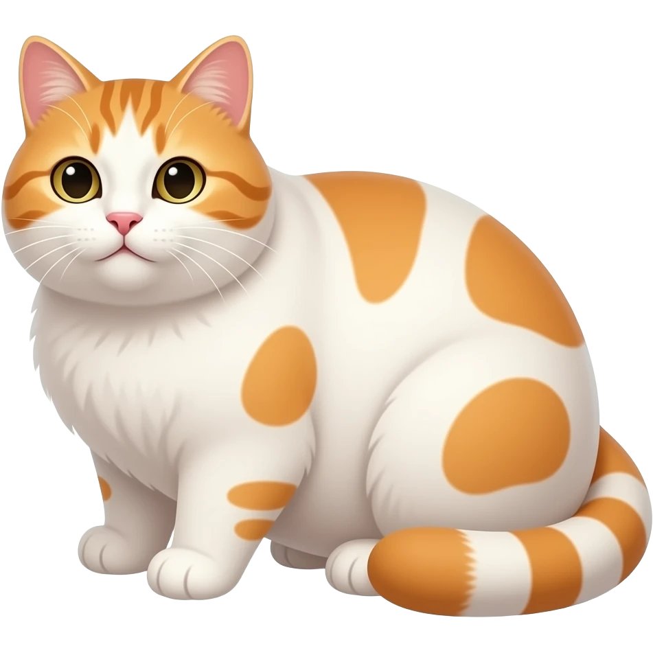 Fat white cat with orange spots emoji