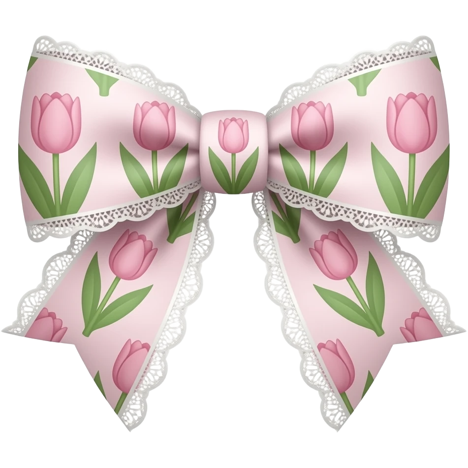 light pink ombre green pastel with  tulip rococo style pattern on bow lace coquette bow emoji
