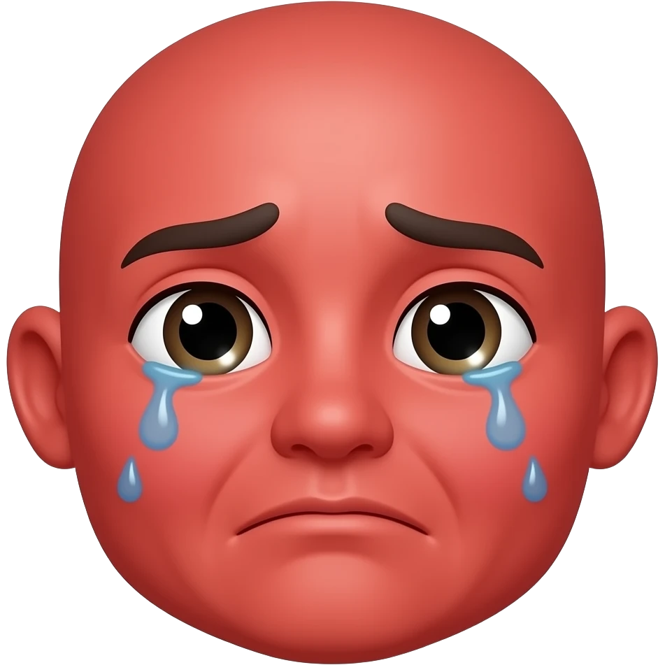 Red crying face emoji