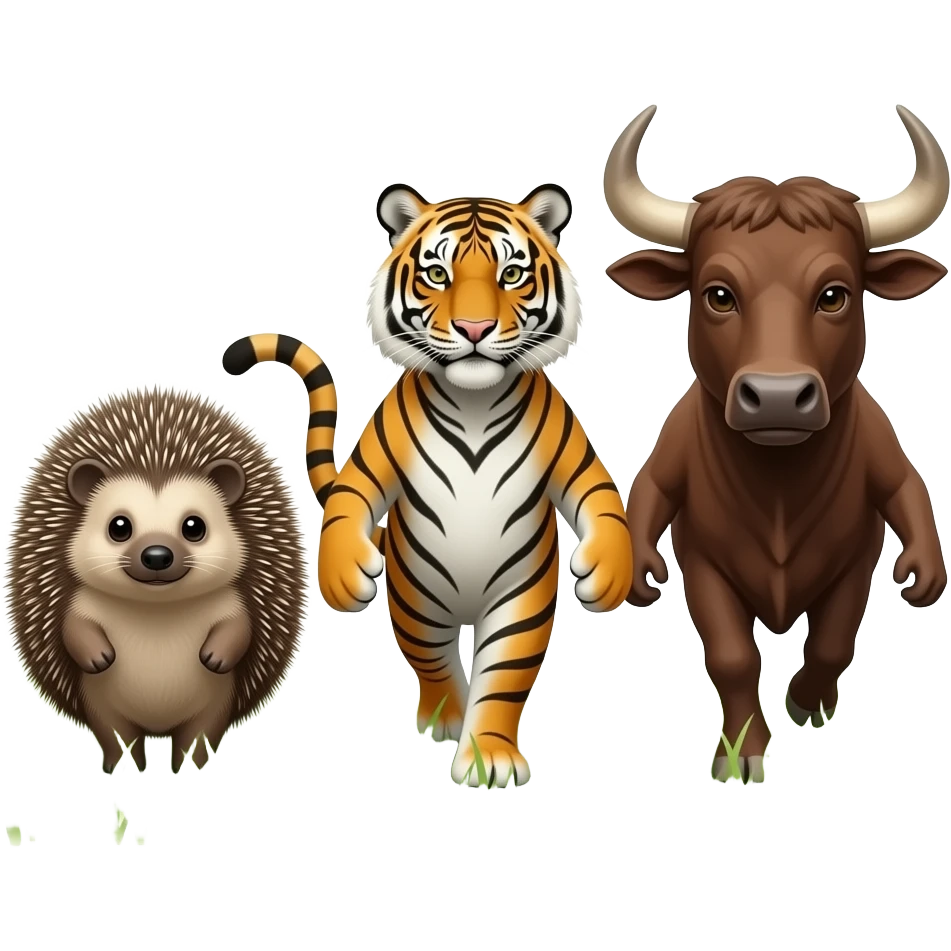 🦔 and stop🐅🐂 marching grass emoji