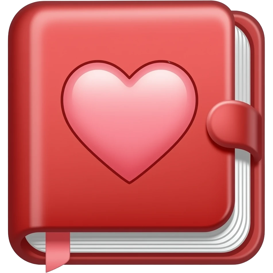diary girly red cover with heart simple emoji