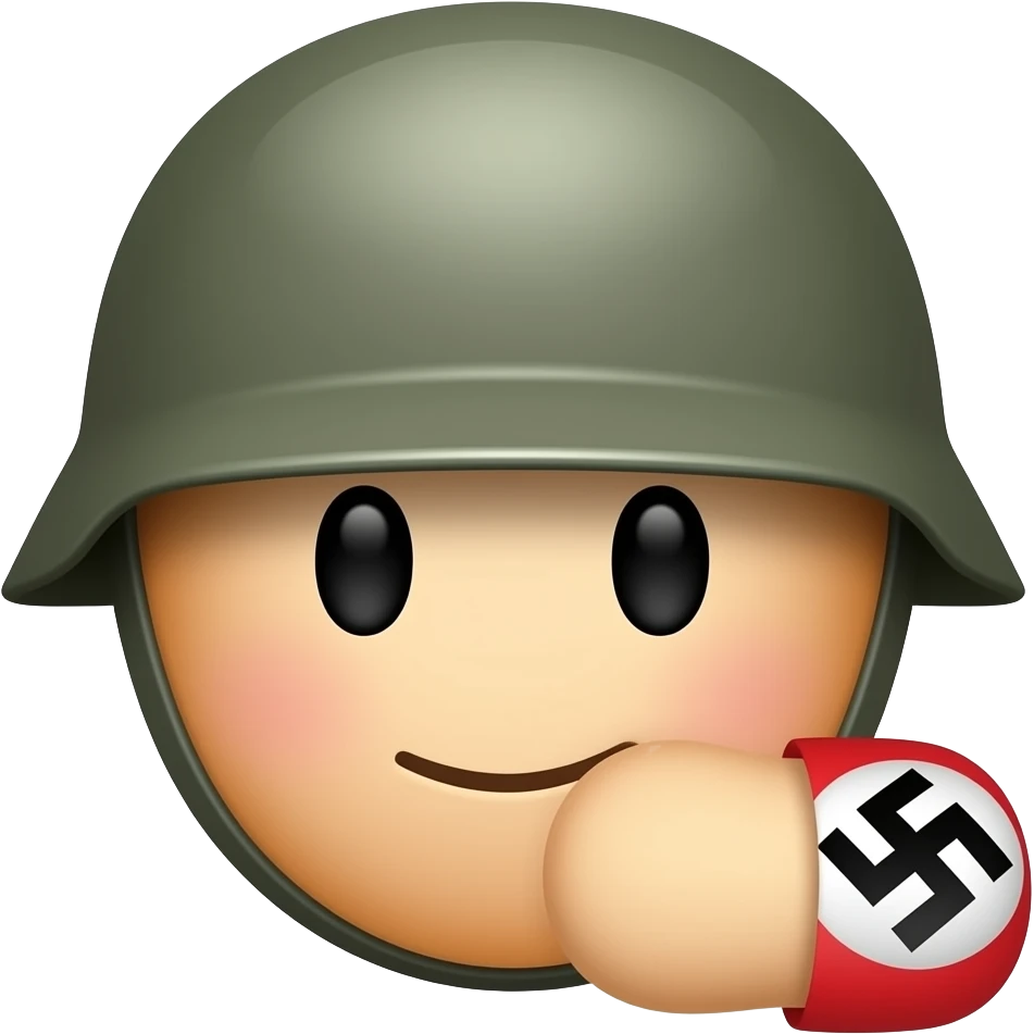 Un emoji con casco de soldado y una esvástica en el brazo emoji